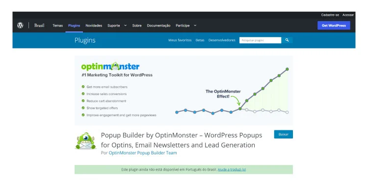 Captura de tela do site da OptinMonster