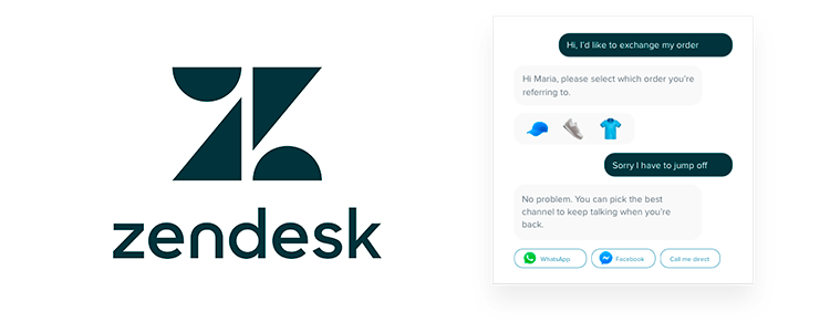Logo e captura de tela da Zendesk