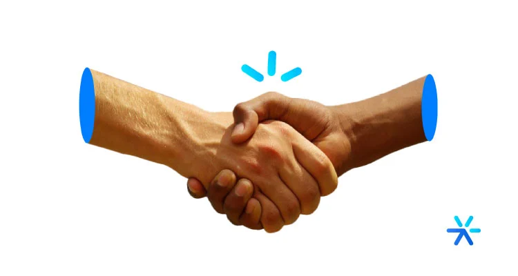 Two hands greeting each other.