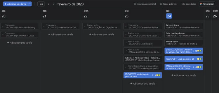 Captura de tela mostrando o Asana, ferramenta de gerenciamento de projetos