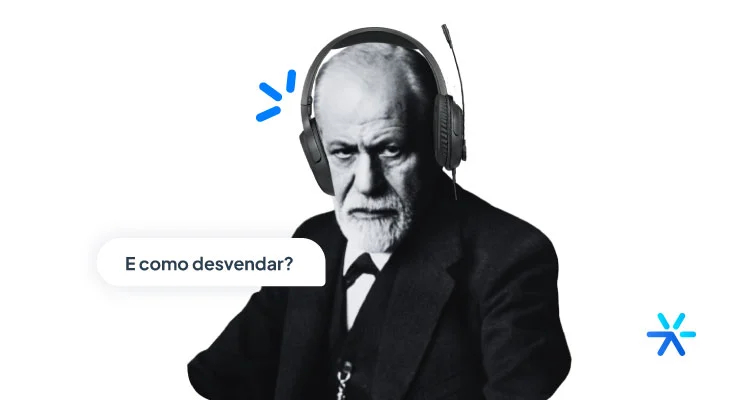 Sigmund Freud com um headset. 