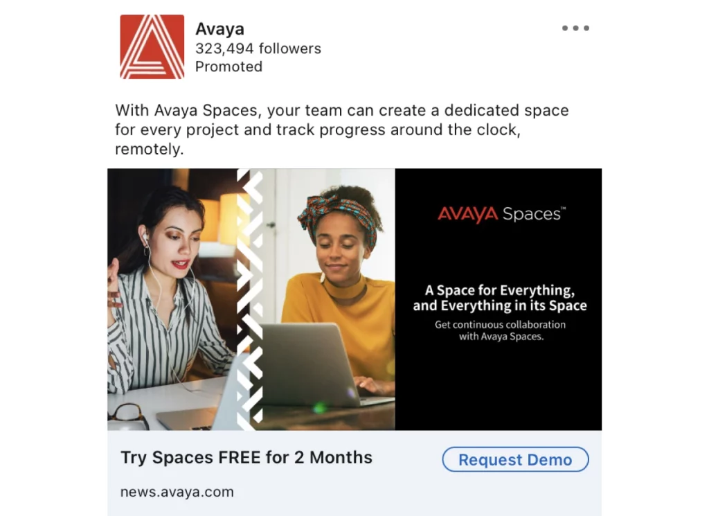 Exemplo de anúncios: Avaya