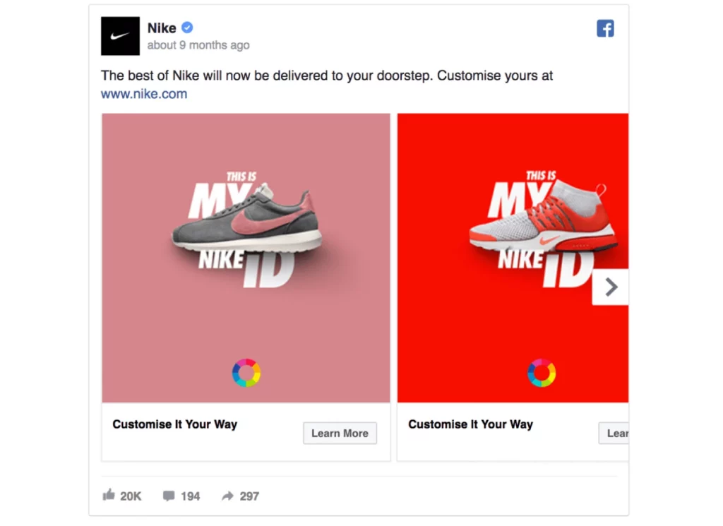 Exemplo de anúncios: Nike
