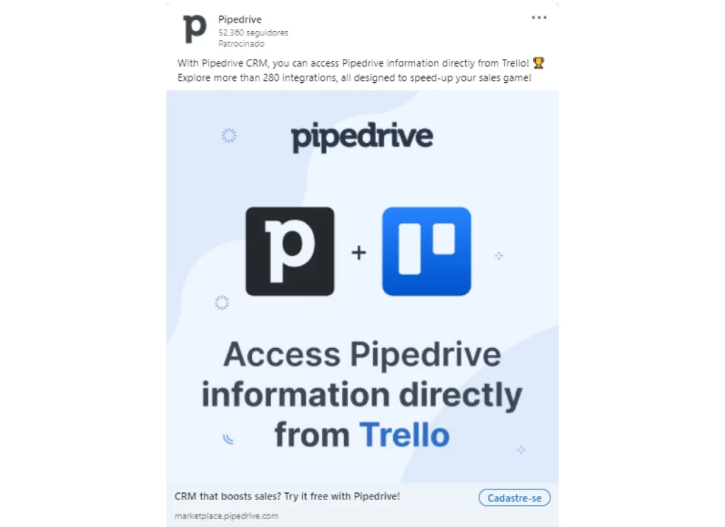 Exemplo de anúncios: Pipedrive