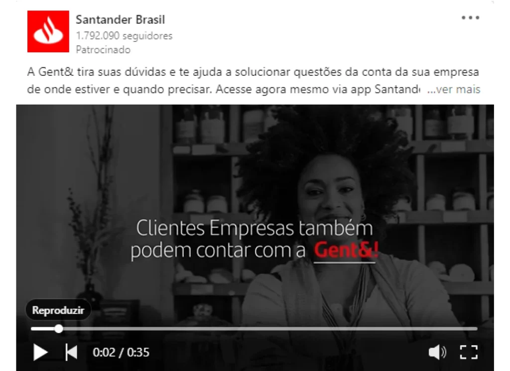 Exemplo de anúncios: Santander