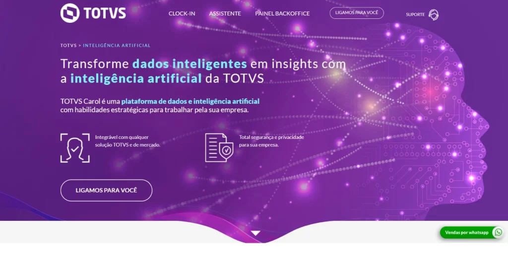 Captura de tela do site da TOTVS