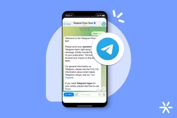 Mockup do chatbot do Telegram em celular.