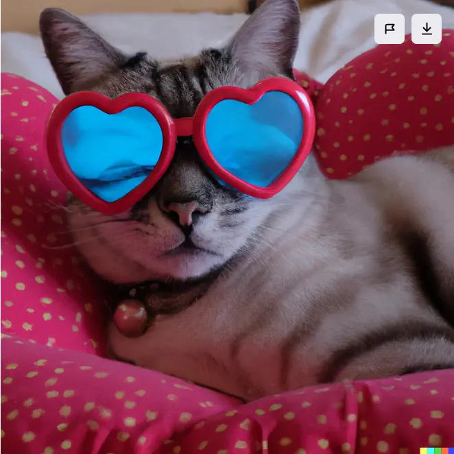 Gato com óculos de coração gerado pelo DALL-E 2
