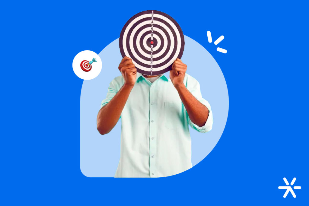 Man holding target near his face