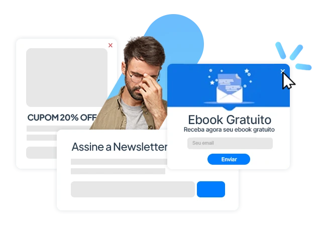 Pop-ups irritantes que <b>atrapalham a navegação</b> do visitante do seu site