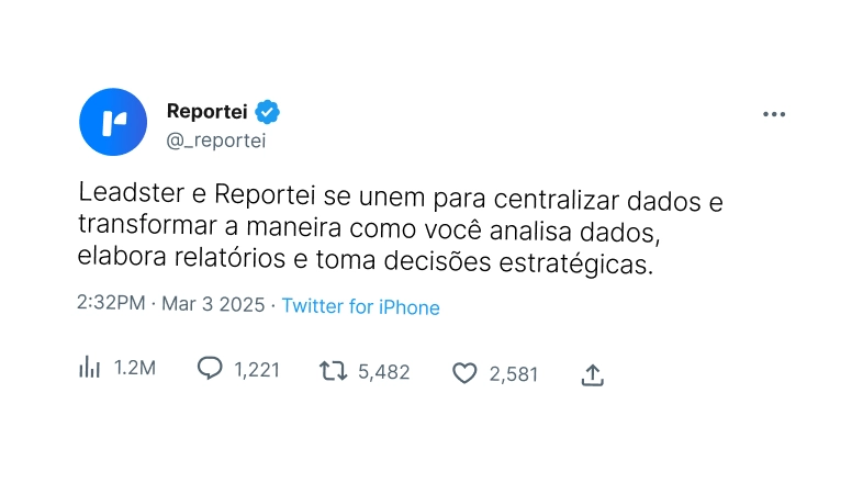 Leadster e Reportei se unem para centralizar dados e transformar a maneira como você analisa dados, elabora relatórios e toma decisões estratégicas.